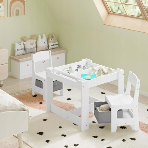 ZESTAW STÓŁ DZIECIĘCY 2 KRZESŁA OBRACANY BLAT TABLICA 63X63X51 CM LESTARAIN
