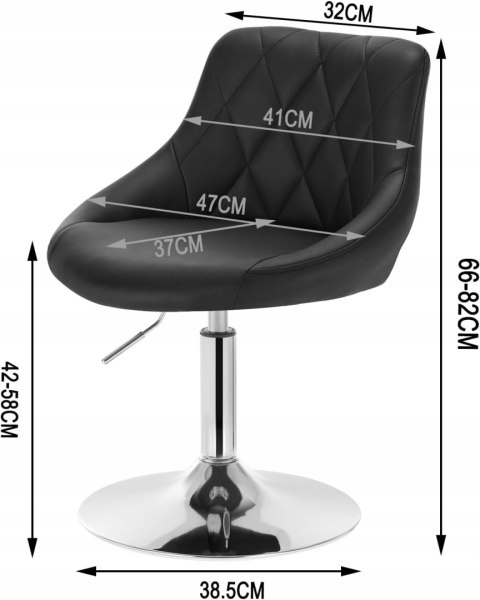 Hoker krzesło barowe zestaw 2 sztuk Woltu czarny 82 cm skóra sztuczna