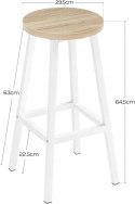 Hokery TABORET zestaw 2 stołków barowych biały 30,5 x 30,5 x 64,5 cm
