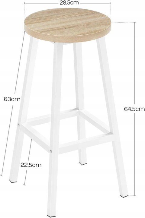 Hokery TABORET zestaw 2 stołków barowych biały 30,5 x 30,5 x 64,5 cm