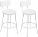 KRZESŁO BAROWE HOKER ZESTAW 2 SZTUK DREWNO METAL Taboret Woltu biały 89 cm