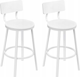 KRZESŁO BAROWE HOKER ZESTAW 2 SZTUK DREWNO METAL Taboret Woltu biały 89 cm