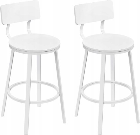 KRZESŁO BAROWE HOKER ZESTAW 2 SZTUK DREWNO METAL Taboret Woltu biały 89 cm