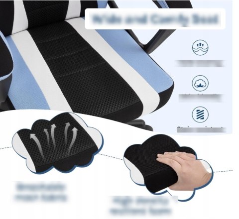 KRZESŁO DLA DZIECI ERGONOMICZNE OBROTOWE Z PODŁOKIETNIKAMI NIEBIESKIE