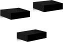 PÓŁKI ŚCIENNE zestaw 3 sztuk płyta MDF Woltu 7,7 x 10,5 cm czarne