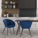 Fotel krzesło do jadalni tapicerowane aksamit Woltu niebieski