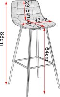 Hoker krzesło barowe zestaw 2 szt Woltu pikowane brąz 84 cm skóra sztuczna