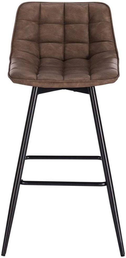 Hoker krzesło barowe zestaw 2 szt Woltu pikowane brąz 84 cm skóra sztuczna