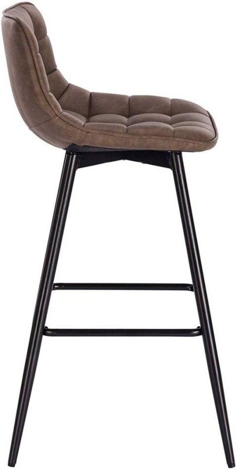 Hoker krzesło barowe zestaw 2 szt Woltu pikowane brąz 84 cm skóra sztuczna