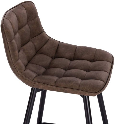 Hoker krzesło barowe zestaw 2 szt Woltu pikowane brąz 84 cm skóra sztuczna
