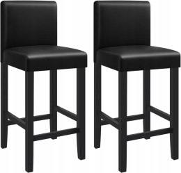 Hoker zestaw 2 sztuk krzesło bistro Woltu czarny 111 cm skóra sztuczna