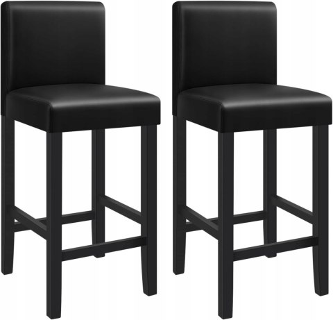 Hoker zestaw 2 sztuk krzesło bistro Woltu czarny 111 cm skóra sztuczna