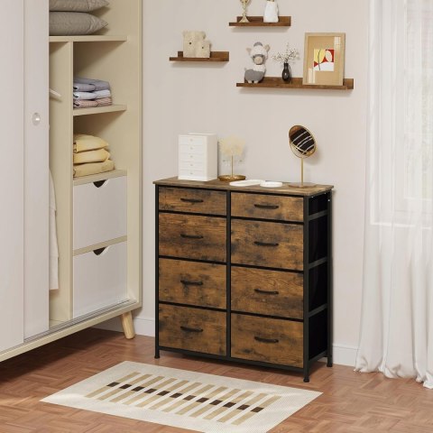 KOMODA Z 8 SZUFLADAMI z włókniny Woltu 86 x 30 x 89 cm odcienie brązu