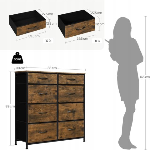 KOMODA Z 8 SZUFLADAMI z włókniny Woltu 86 x 30 x 89 cm odcienie brązu