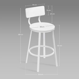 KRZESŁO BAROWE HOKER ZESTAW 2 SZTUK DREWNO METAL Taboret Woltu biały 89 cm