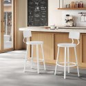 KRZESŁO BAROWE HOKER ZESTAW 2 SZTUK DREWNO METAL Taboret Woltu biały 89 cm