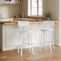 KRZESŁO BAROWE HOKER ZESTAW 2 SZTUK DREWNO METAL Taboret Woltu biały 89 cm