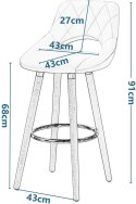 Krzesło barowe Hoker Woltu szary antracyt 92 cm tkanina zestaw 2 sztuk