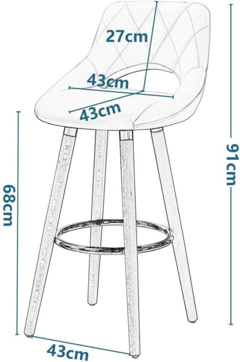 Krzesło barowe Hoker Woltu szary antracyt 92 cm tkanina zestaw 2 sztuk