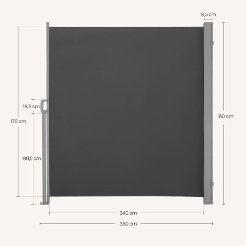 MARKIZA boczna ZEWNĘTRZNA pionowa do ogrodu WOLTU 180 x 350 cm antracyt