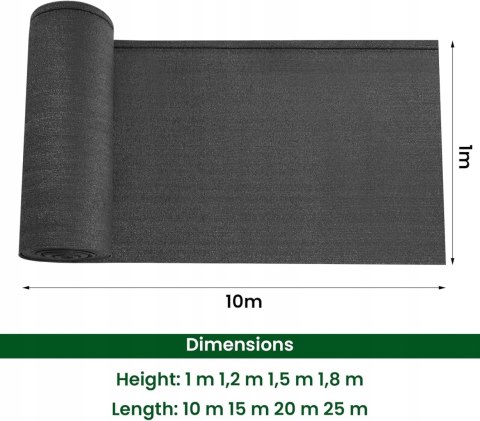 OSŁONA OGRODZENIOWA ekran zaciemniający 1 x 10 m 280 g/m² HDPE WOLTU