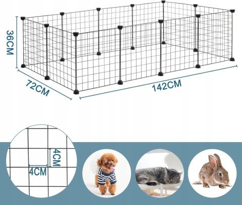 Ogrodzenie WYBIEG KOJEC dla królika kota świnki DIY 12 paneli 142x72x36 cm