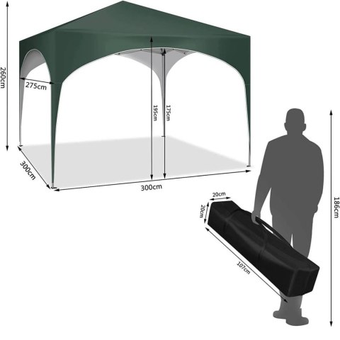 PAWILON OGRODOWY WOLTU Pop-Up, wodoodporny Oxford, 3x3 m, zielony