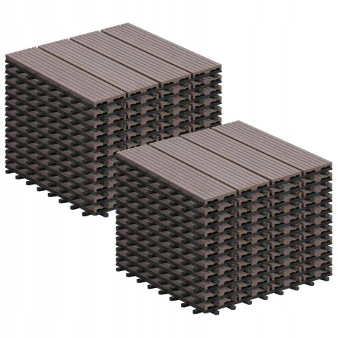 PŁYTKI TARASOWE Laneetal z listewkami WPC, kompozytowe 30 x 30 cm, brązowe