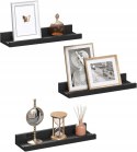 PÓŁKA WISZĄCA ŚCIENNA ZESTAW 3SZT CZARNA REGAŁ WISZĄCY 40 x 12 x 5 CM Eugad