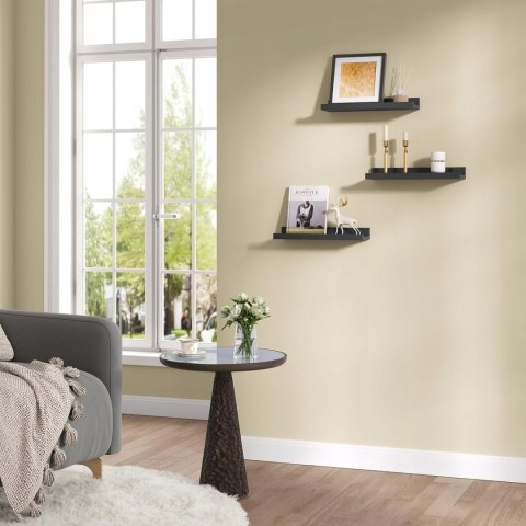 PÓŁKA WISZĄCA ŚCIENNA ZESTAW 3SZT CZARNA REGAŁ WISZĄCY 40 x 12 x 5 CM Eugad