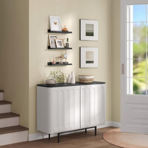 PÓŁKA WISZĄCA ŚCIENNA ZESTAW 3SZT CZARNA REGAŁ WISZĄCY 40 x 12 x 5 CM Eugad