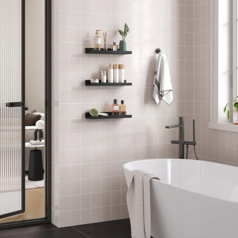 PÓŁKA WISZĄCA ŚCIENNA ZESTAW 3SZT CZARNA REGAŁ WISZĄCY 40 x 12 x 5 CM Eugad