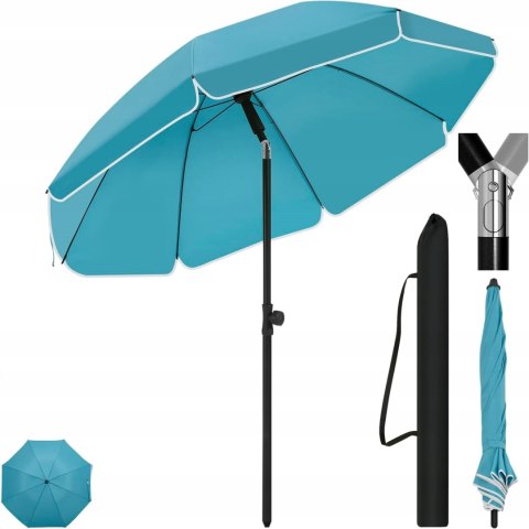 Parasol plażowy ogrodowy tarasowy łamany okrągły regulowany 135 cm UV