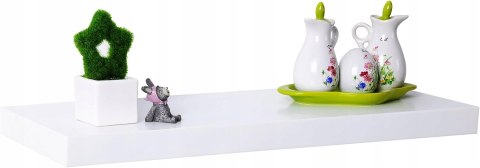 Półka ścienna EUGAD, półka wisząca, płyta MDF, biała, 100x22,9x3,8 0039QJ