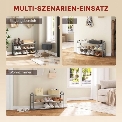 REGAŁ NA BUTY WOLTU 3 poziomy, 18.5D x 79W x 42.5H cm szary