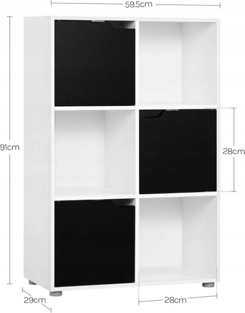 Regał na książki zabawki Woltu 6 półek 60 x 90 x 29 cm biały/czarny