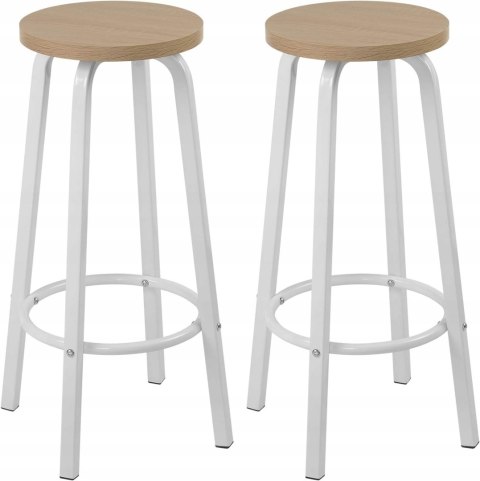 STOŁEK TABORET zestaw 2 szt. płyta MDF metal, naturalny jasny dąb Woltu