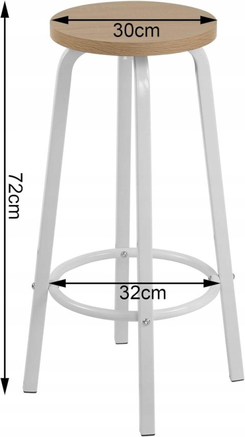 STOŁEK TABORET zestaw 2 szt. płyta MDF metal, naturalny jasny dąb Woltu