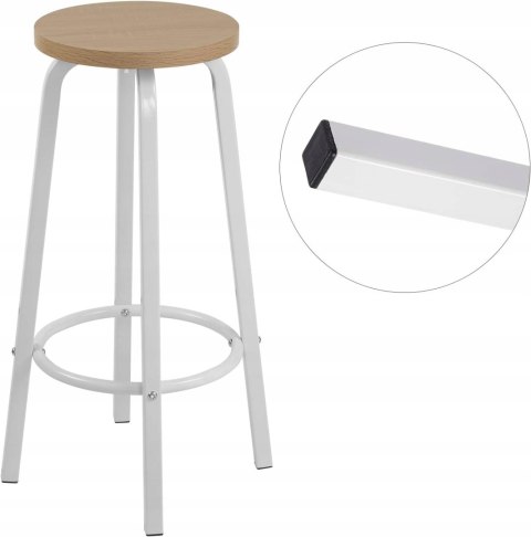 STOŁEK TABORET zestaw 2 szt. płyta MDF metal, naturalny jasny dąb Woltu