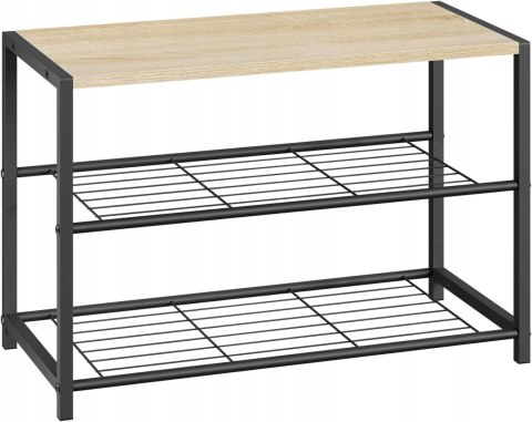 WOLTU STOJAK SZAFKA NA BUTY 3 POZIOMY CZARNY + BRĄZ VINTAGE 63 x 30 x 43 CM