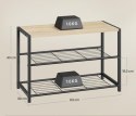WOLTU STOJAK SZAFKA NA BUTY 3 POZIOMY CZARNY + BRĄZ VINTAGE 63 x 30 x 43 CM