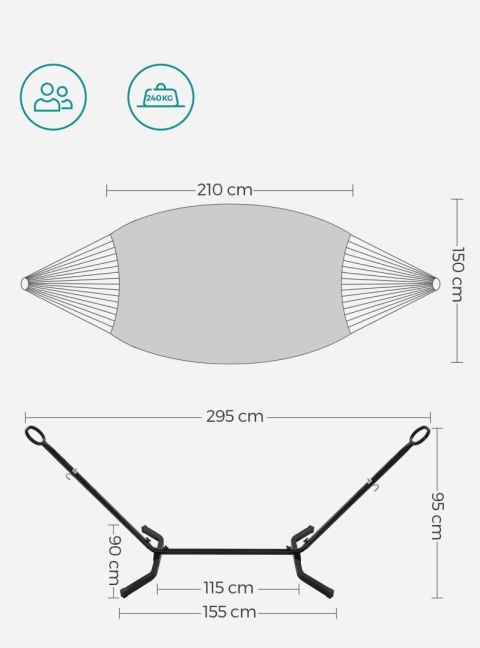 HAMAK OGRODOWY z drążkiem Songmics beżowy 240 kg 295 x 150