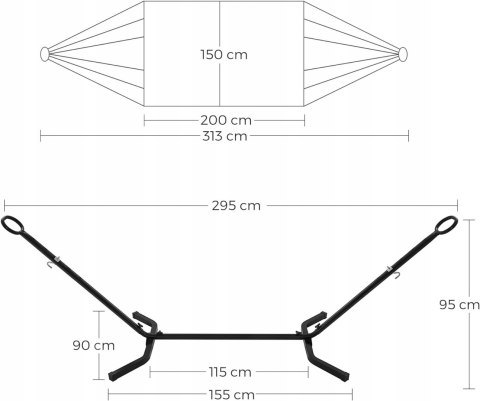 HAMAK OGRODOWY z drążkiem Songmics beżowy 240 kg 295 x 150