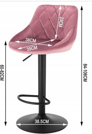 Hoker krzesło barowe Woltu odcienie różu 106 cm tapicerowany aksamit