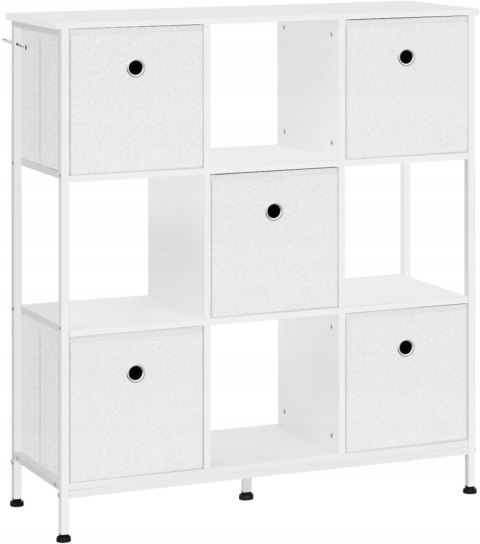 REGAŁ NA KSIĄŻKI z 4 otwartymi półkami, 5 szuflad z włókniny 90x30x100 cm
