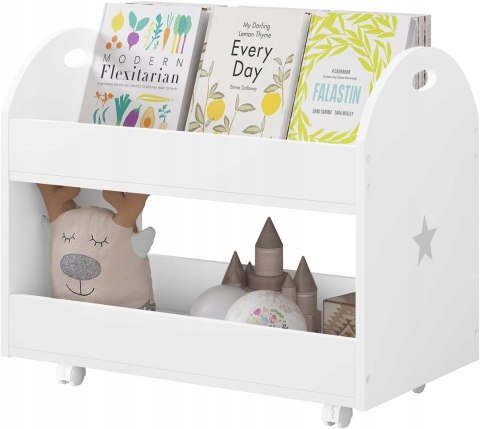 Regał na zabawki organizer biały kółka 30 x 49,5 x 44,5 cm 2 poziomy