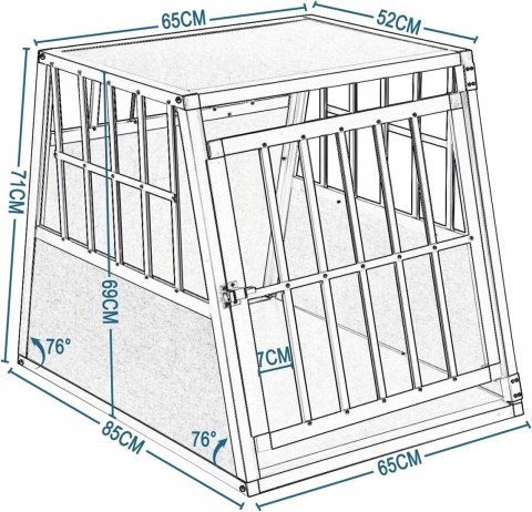 SKRZYNKA TRANSPORTOWA DLA PSÓW TRANSPORTER L 85x69x65 cm EUGAD aluminium