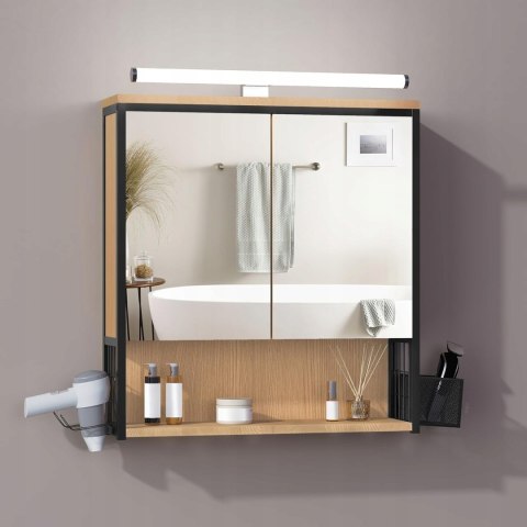 SZAFKA ŁAZIENKOWA wisząca Eugad LUSTRO OŚWIETLENIE 65 X 56 X 13 CM brąz