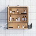 SZAFKA ŁAZIENKOWA wisząca Eugad LUSTRO OŚWIETLENIE 65 X 56 X 13 CM brąz