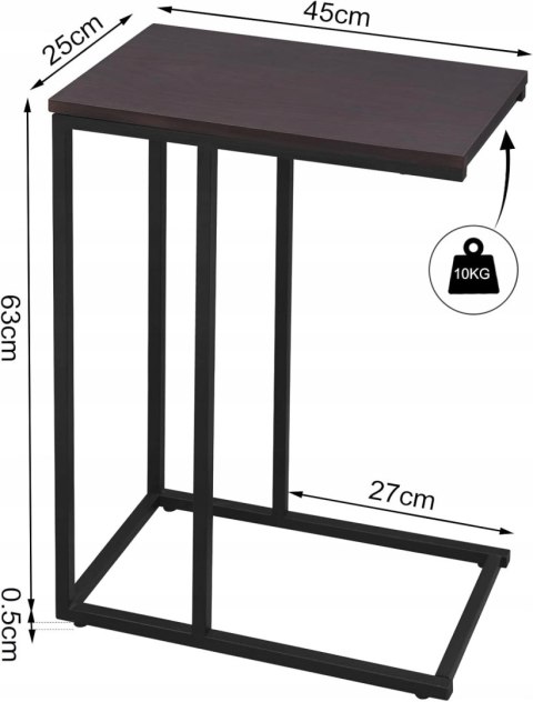 Stolik kawowy Woltu prostokątny 45 x 25 x 63,5cm ciemny buk